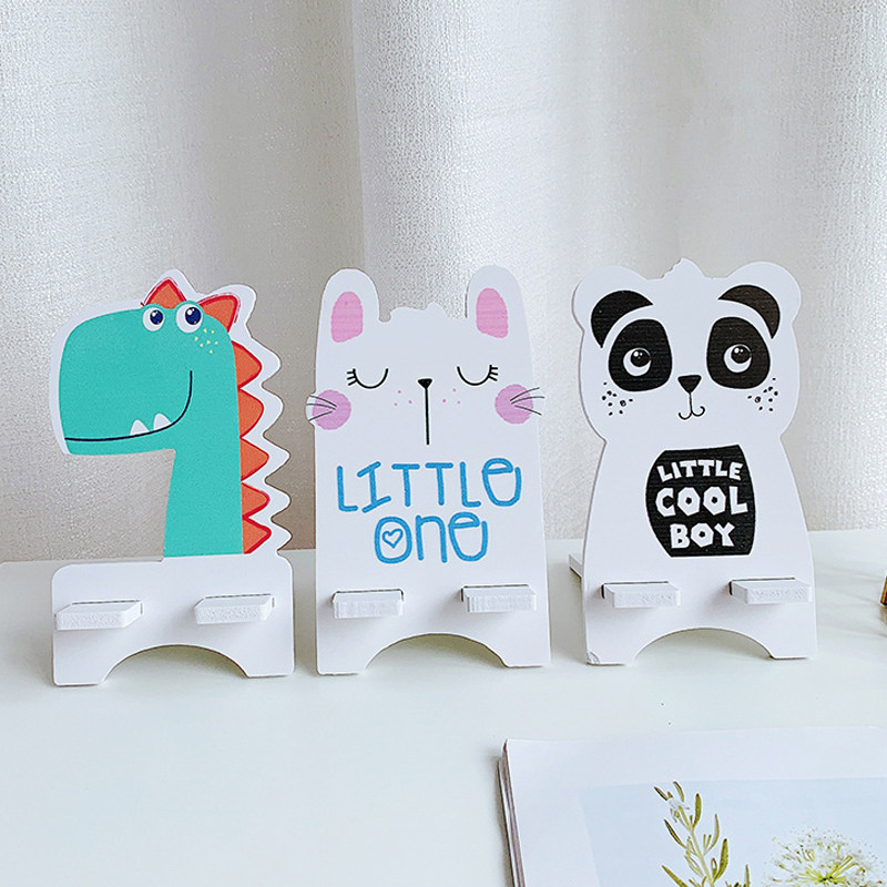 Creative Desktop Phone Rack Wood Cute Cartoon Mobile Phone Holder live TV Phone frame flat pad pad