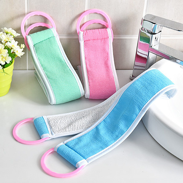 Straight back strip long bath towel with a thick stamp and rub back towel