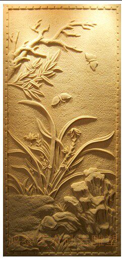 Sculpture sandstone embossed flower and grass wall decoration sandstone TV background wall decoration embossed fresco hotel ornament