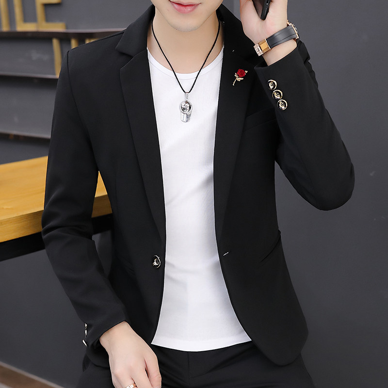 Men's XS Small Suit for Young Men, Slim Fit Single Jacket for Short Men, Autumn 165 Small Version Casual Single-Piece Suit Trendy
