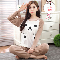 Pajamas womens pure cotton long-sleeved Korean loose spring and autumn cotton winter home clothes summer student thin two-piece suit