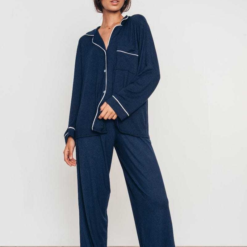 Brand Original | Eberjey American Modal Comfortable Women's Long-Sleeved Pajama Set, Celebrity Style, for Personal Use