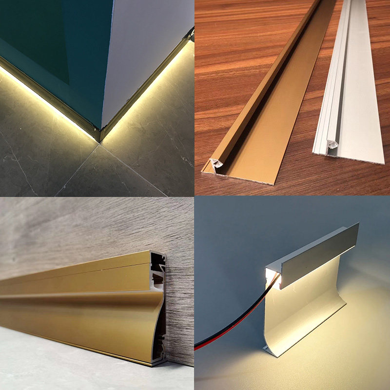 Luminous skirting board embedded darkly mounted foot line with LED light invisible light with corner line aluminum alloy sticker