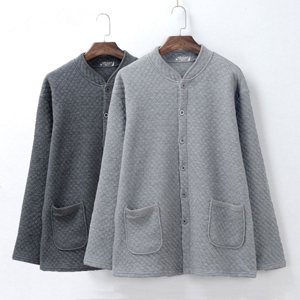 Cardiovert elderly fever clothes men's single blouse with three layers clip cotton thickened pure cotton large size for the cardiovert