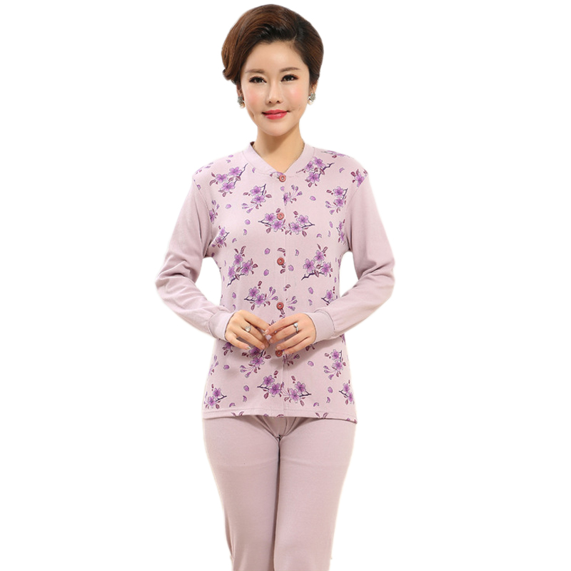 Trung niên và người già đồ lót ấm womens cardigan sautumn mùa thu vành đai quần cotton khóa vào kích thước mẹ ông già phù hợp lớn.