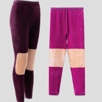 Middle-aged and elderly people plus velvet warm pants female knee high waist loose size thick autumn pants mother cotton wool pants winter