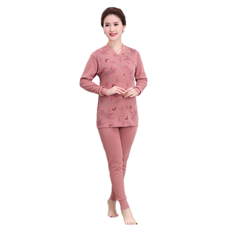 Cardigan đồ lót ấm womens cao niên quần áo mùa thu quần mùa thu bông khóa trên thẻ sân lớn bộ bông áo len bông