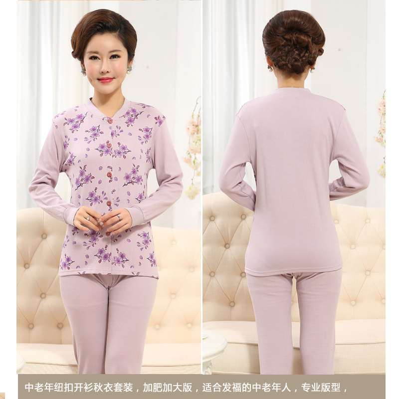 Trung niên và người già đồ lót ấm womens cardigan sautumn mùa thu vành đai quần cotton khóa vào kích thước mẹ ông già phù hợp lớn.