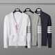 Four-stripe TB knitted cardigan spring new trendy V-neck sweater for men and women couples slim coat