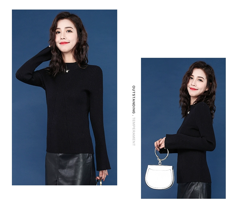 Jinyuan Winter New Lady Slim Slim Áo len dệt kim hoang dã Nữ trung tâm mua sắm hàng đầu cùng mẫu H85101 - Áo len cổ chữ V