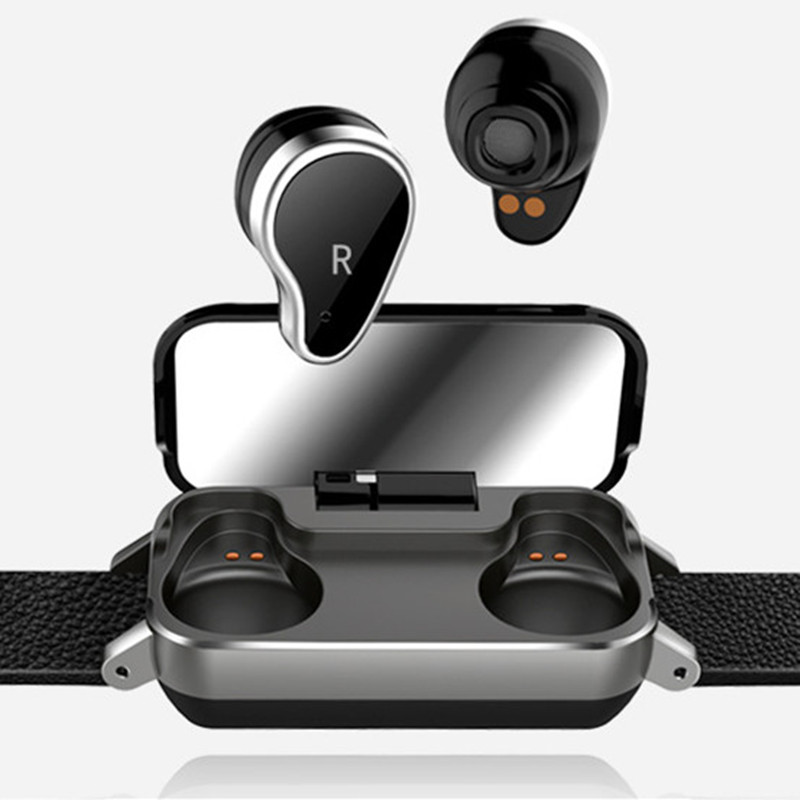 Color screen smart bracelet double pair in-ear hook heart rate blood pressure monitoring headset watch 2 two-in-one Bluetooth call 5 0