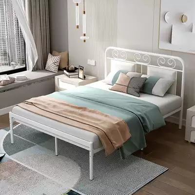Modern simple wrought iron bed with soft bag iron frame bed 1 2 meters rental bed Bed and breakfast bed 1 5 meters 1 8 meters double bed
