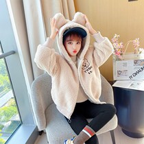 Korean girl's autumn and winter cotton coat thickened and kept warm children's coat lamb fluffy children's sweater