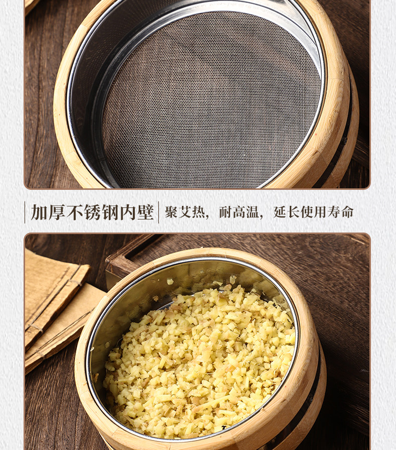 Bamboo Ginger Moxibustion Box with Lid Moxa Tool for Home Meridian and Navel Warming in use