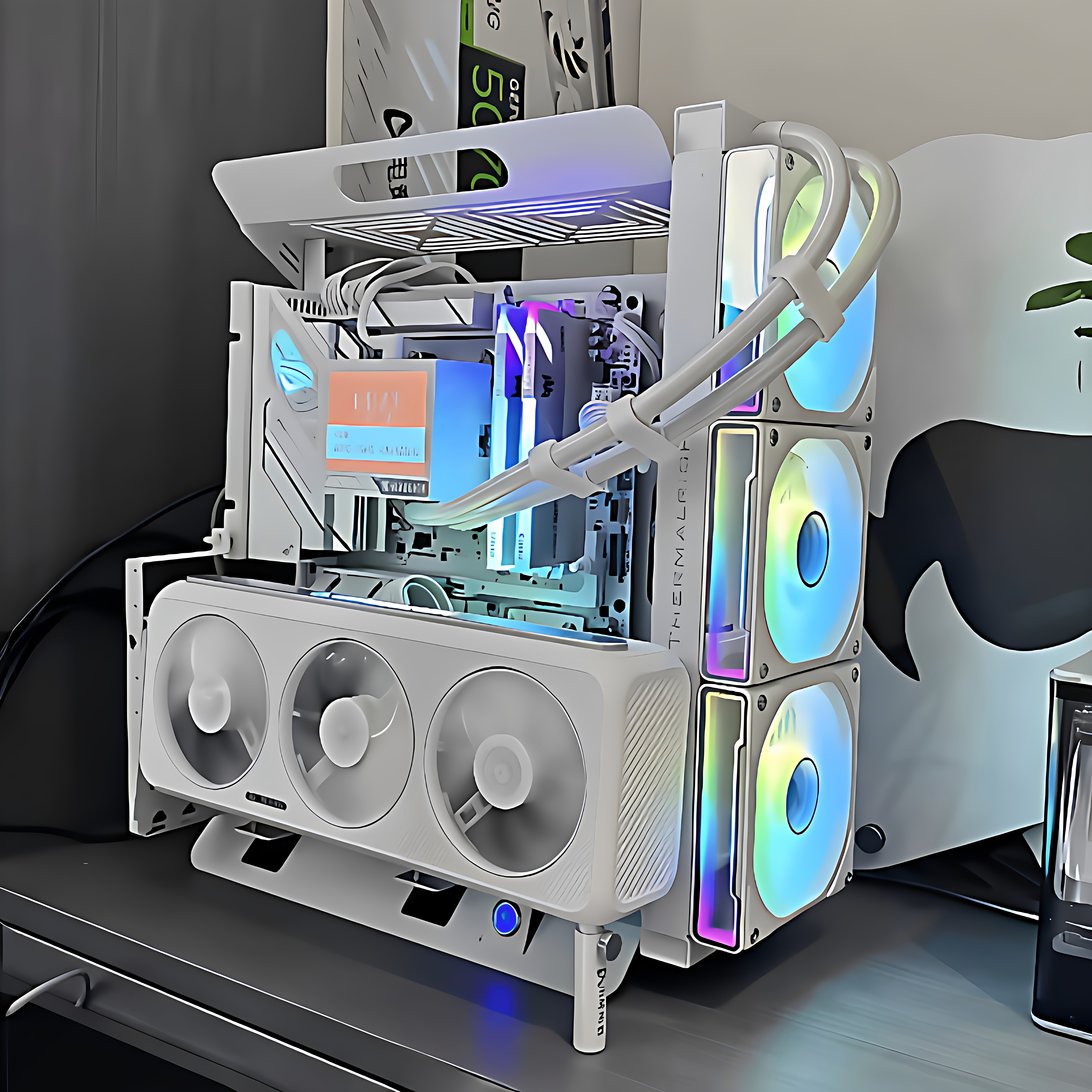Открытое шасси 240/360 с водяным охлаждением и графическая карта ATX/matx с воздушным охлаждением в стойке вертикальный компьютерный хост малый корпус