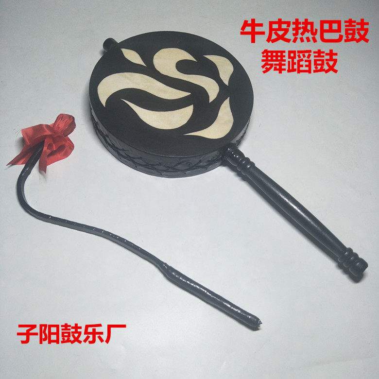 Tibetan adult cowhide Hotba drum Children's tambourine Fan drum Taiping drum Dance props Drummer handle drum