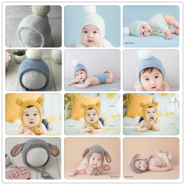 Nini's hand-woven hat hat photo studio supplies baby hat hundred days photo props hat