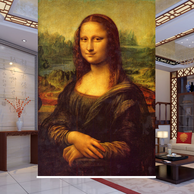 European Celebrity Oil Painting Mona Lisa Fashion Office Art Hall Lift Roller Shutter Genguan Partition Background Curtain