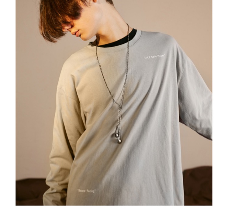 [FLAM cửa hàng trực tuyến chính thức] thương hiệu thủy triều hip-hop thủy triều FYP in raglan tay áo khâu đôi áo thun nam dài tay áo thun thể thao nam