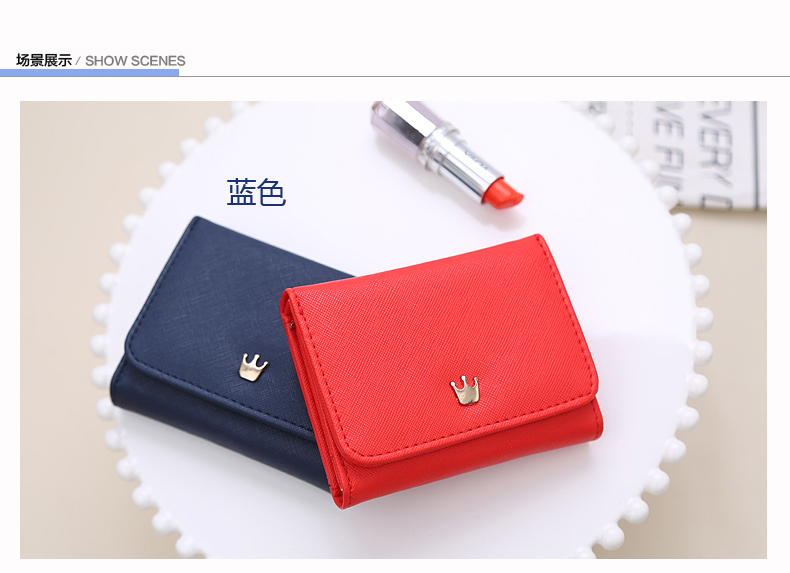 Thời trang mới vương miện ví nhỏ nữ ngắn đoạn thay đổi phiên bản tiếng Hàn của ví nữ nhỏ xinh dễ thương bóp tiền