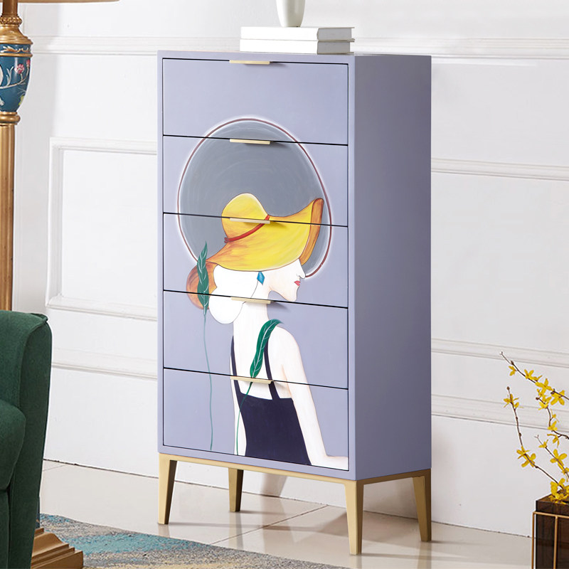 American light luxury chest of drawers bedroom locker storage cabinet modern minimalist living room painted decorative drawer side cabinet