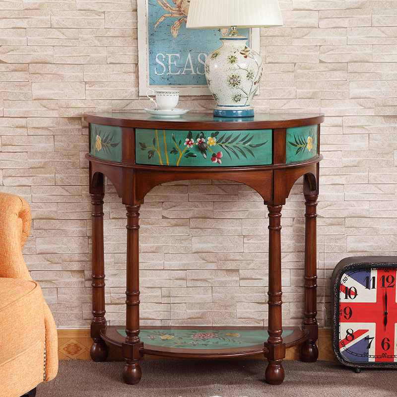 American country porch table semicircle porch table corridor end decoration cabinet Mediterranean old painted end view platform