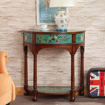 American countryside Xuanguantai semi-circle Xuanguan Table Corridor End of decoration cabinet Mediterranean to make old color drawing end View table