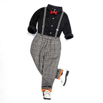 Boys foreign style backpack pants suit childrens small host performance clothing flower boy suit boy gentleman autumn and winter dress