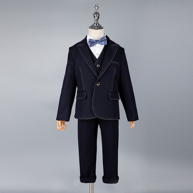 Boy's suit three pieces of children's suit suit shows boy autumn winter dress handsome flower boy's English coat
