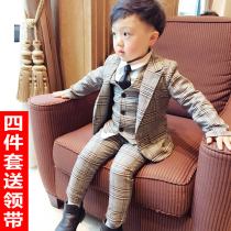 2 Childrens vest three-piece set 5 Boy dress British Plaid small suit 6 Spring and autumn 4-year-old boy 7 flower girl set 3