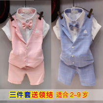 2 Boys vest three-piece set 3 Childrens small suit 4 Small boy dress 5 Summer 67-year-old flower girl shorts shirt set
