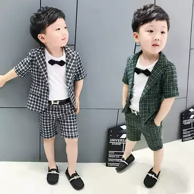2 Boys ' dress British plaid small suit 3 children's gentleman suit 4 Summer 5 small boy 6 flower girl suit 7 years old