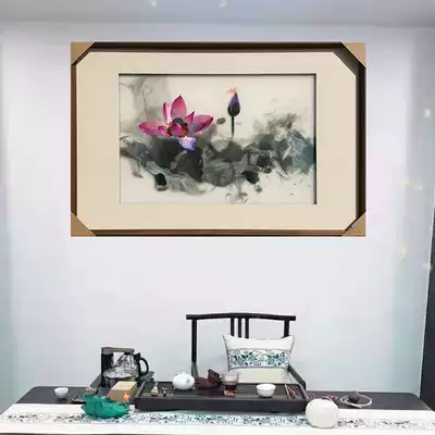Yuanyi pure hand embroidery Su embroidery 1-4 silk ink lotus living room study porch bedroom Chinese style hanging painting