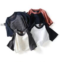 (SHAFTING TREND) (CONVEX PRINT 1987) (All cotton washed) (i.e. soft and glutinous) (splicing sleeve T-shirt)