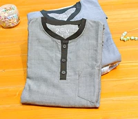 Mùa hè mỏng xuất khẩu Nhật Bản cotton đôi gạc rắn màu bảy điểm tay áo nam phục vụ nhà đồ ngủ cotton hàng đầu áo kiểu nữ đẹp tuổi 35