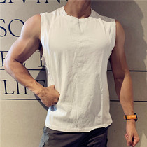 Original loose sports training waistless sleeveless t-shirt sports muscle fitness vest mens hole casual vest