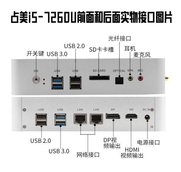 The new Zhanmei miniature fanless zero noise Core 7th generation 8th generation business home inch mini computer host