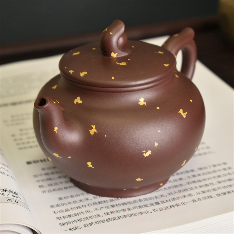 Cloud cloud purple sand pottery Yixing original mine Purple Sand Pot Danfeng Chaoyang Purple Clay Sprinkle Gold 450cc