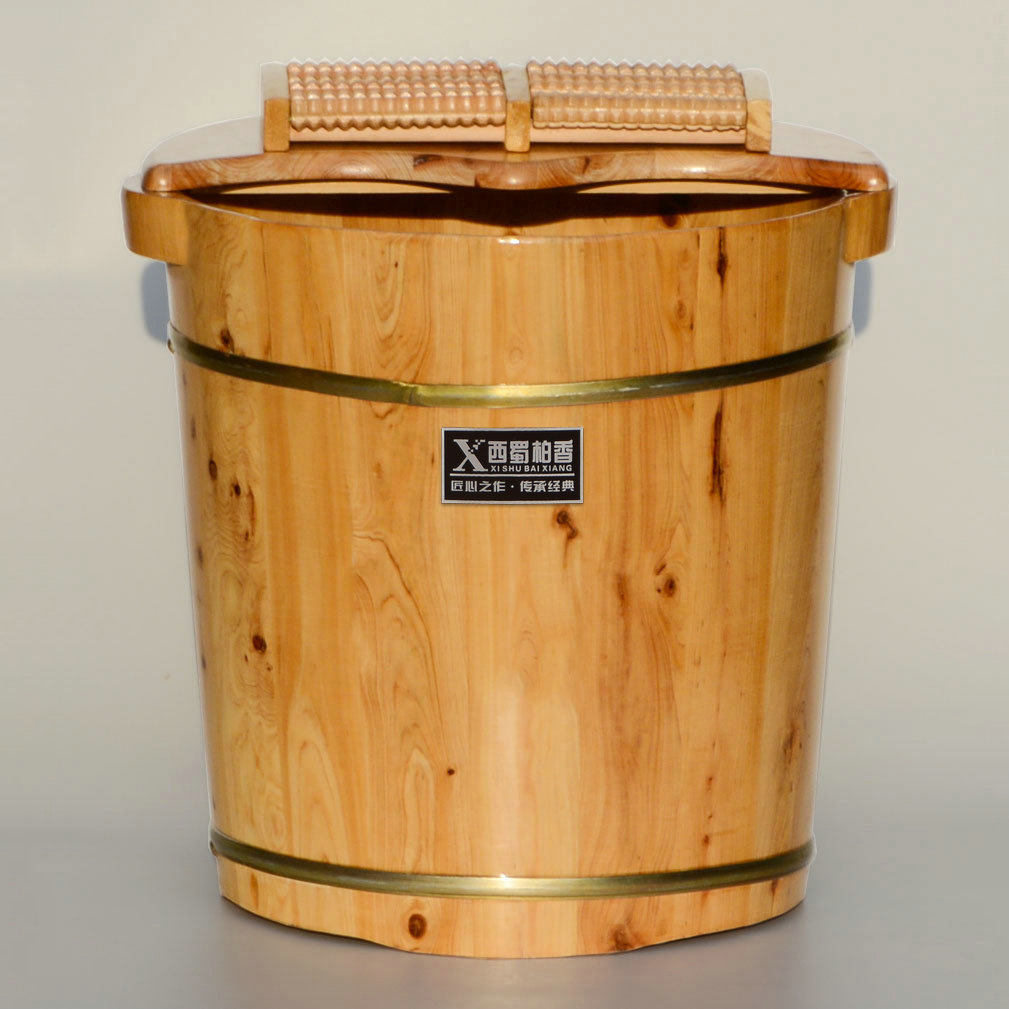 Berwood foot bath solid wood foam foot barrel wooded wood barrel Home over calf High deep barrel Wood basin washout pelvic pedicure with lid