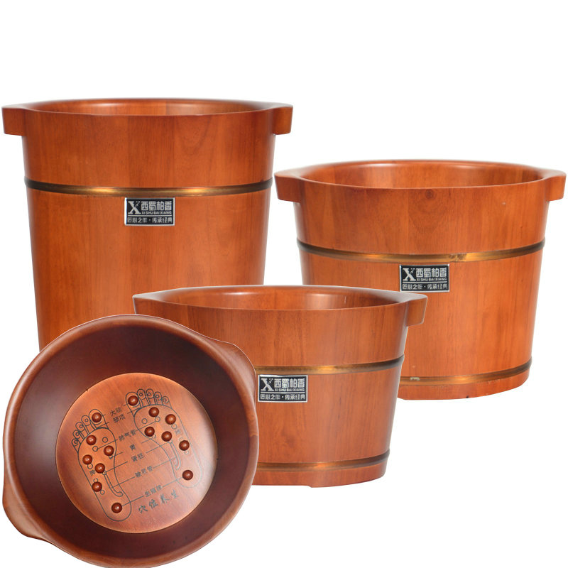 Oak fumigation foot bath Foot Barrel Wood Barrel Home Woody High Deep Barrel Over Calf Heating Washing Feet Barrel Pedicure Solid Wood