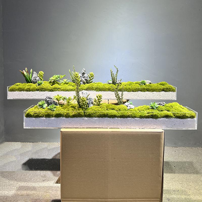Modern Acrylic Moss Micro Landscape Mountain Stone Bonsai Office Conference Table Coffee Table Long Table Model Room Soft Decoration