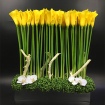 Calla lily mirror flower arrangement Chinese branch artificial flower simulated flower entrance model room flower arrangement simple and fashionable