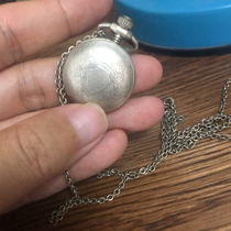 Pure copper silver plated old upper clockwork upper chord mechanical small Waimeter hanging table Roman word disc retro vintage Play Props Collection