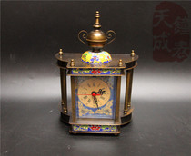 Pure bronze Jingtai blue seat bell mechanical table on clockwork upper chord enamel color Atlantic Table film and TV props Retro fun collection