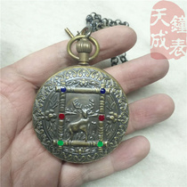 Tourbillon Roman word disc double open pure copper upper clockwork stringed mechanical Waimeter hanging table Retro play props collection