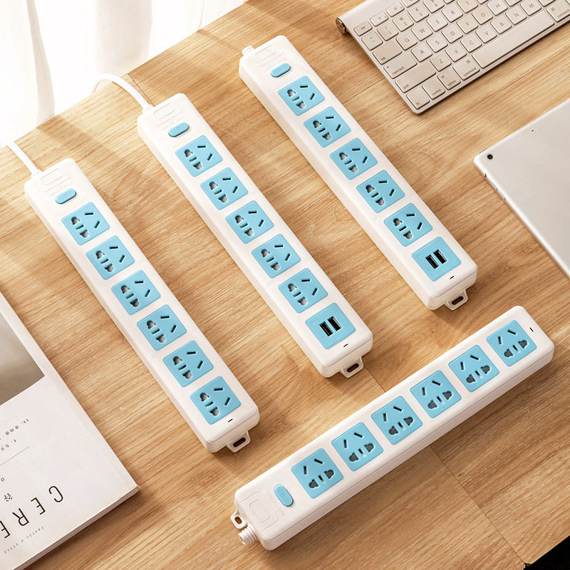 Plug-in row multi-functional household smart multi-plug socket panel porous with USB plug-in mobile phone battery extension cord extension cord