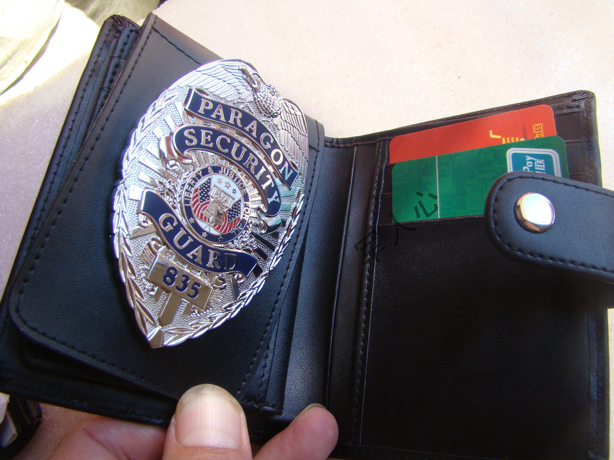 Metal Badge Bag Leather Bag Card Bag Document Clip Leather Clip Without Chapters