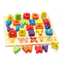 26 letter learning board wooden building block toy capital English letter jointed board cartoon insert Monzi teaching aid