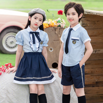 Kindergarten garden clothes Academy style summer short sleeve shirt performance dress cotton class uniforms primary school uniforms set