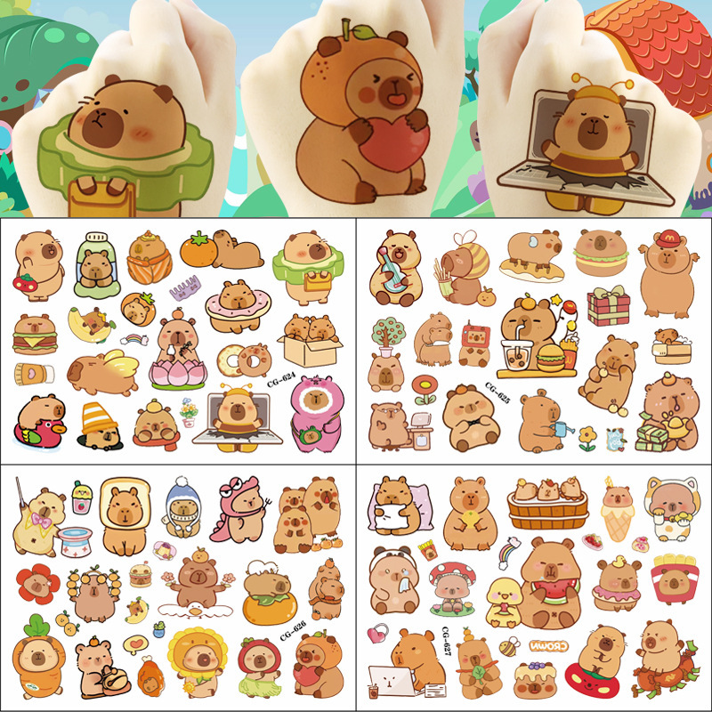 Kapibala Tattoo Stickers for Kidsren, Non-Toxic, Washable, Waterproof Cup Stickers, Melody Stickers, Reward Stickers for Girls